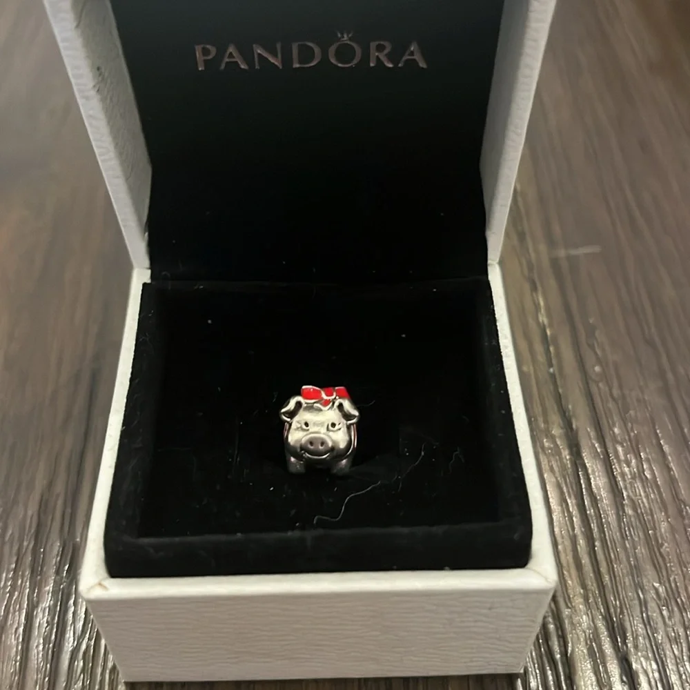 Authentic Pandora, Lucky Pig Charm w/ Red enamel #791809ENMX - Picture 2 of 5